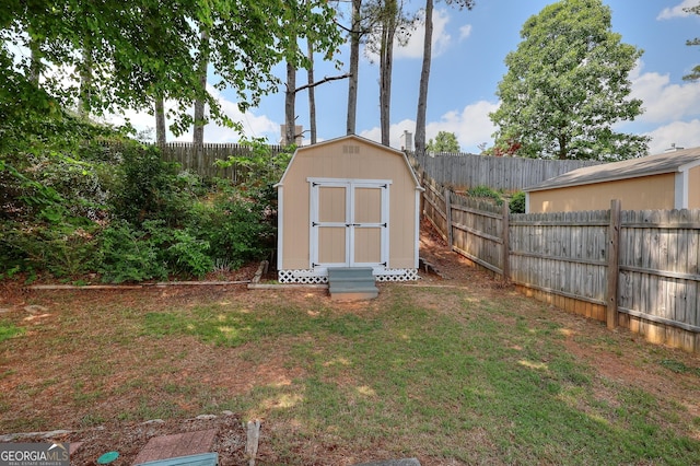 view of shed