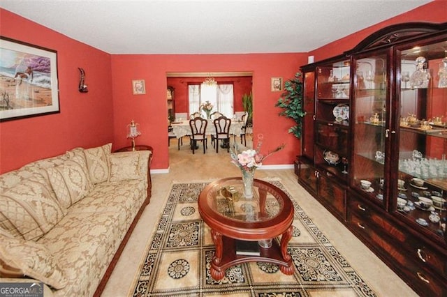 living area with baseboards