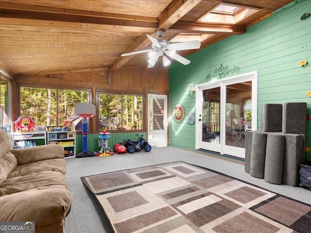665 Mcclain Mountain Rd, Jasper, GA 30143 - sunroom featuring ceiling fan, plenty of natural light, and a skylight