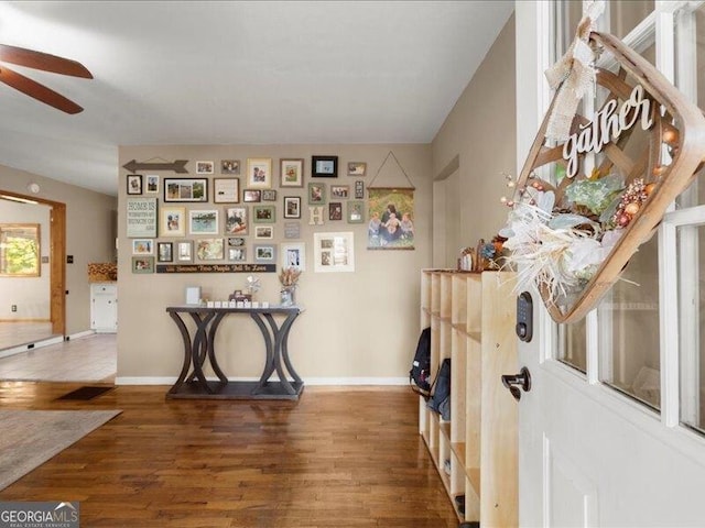 665 Mcclain Mountain Rd, Jasper, GA 30143 - entryway with wood finished floors and a ceiling fan