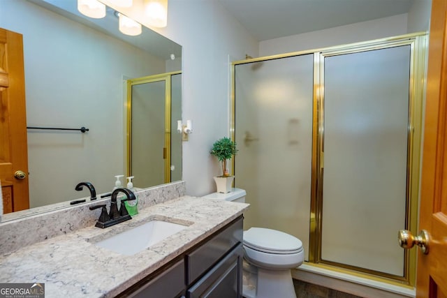 1560 Parks Mill Dr, Greensboro, GA 30642 - bathroom with a stall shower, toilet, and vanity