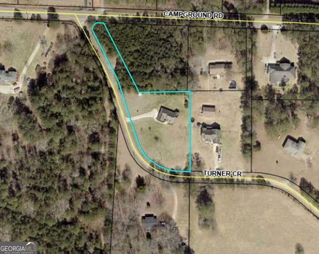 aerial view of property's location with property boundaries highlighted