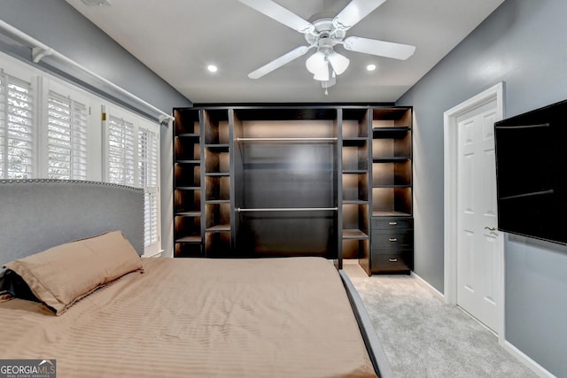 3565 Hickory Branch Trl, Suwanee, GA 30024 - unfurnished bedroom featuring light colored carpet, recessed lighting, and ceiling fan