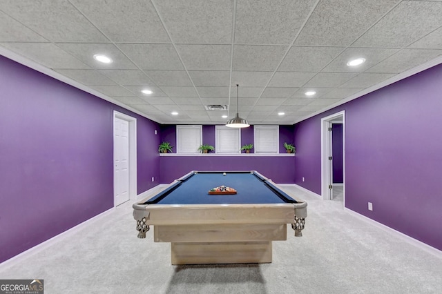 3565 Hickory Branch Trl, Suwanee, GA 30024 - playroom featuring carpet floors, recessed lighting, and pool table