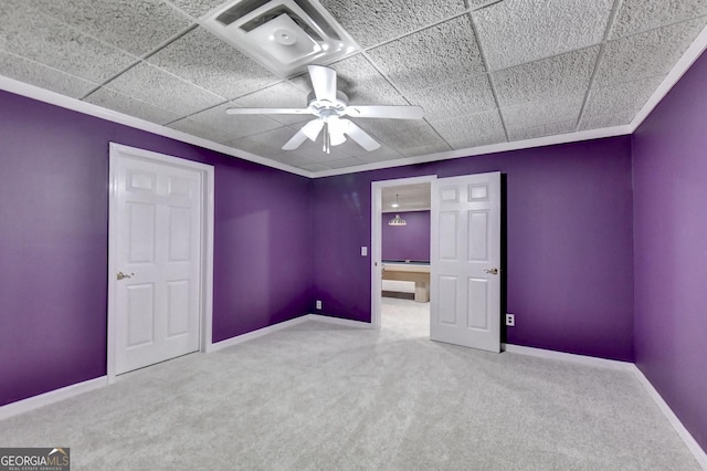 3565 Hickory Branch Trl, Suwanee, GA 30024 - unfurnished bedroom with carpet, ceiling fan, and a paneled ceiling