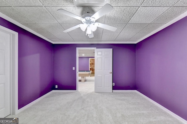 3565 Hickory Branch Trl, Suwanee, GA 30024 - carpeted empty room featuring ceiling fan and pool table