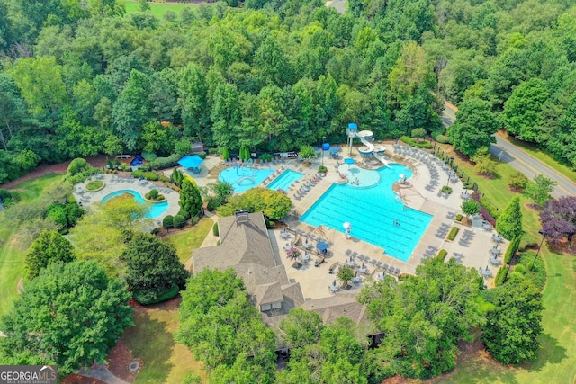 3565 Hickory Branch Trl, Suwanee, GA 30024 - aerial overview of property's location with a pool and a forest