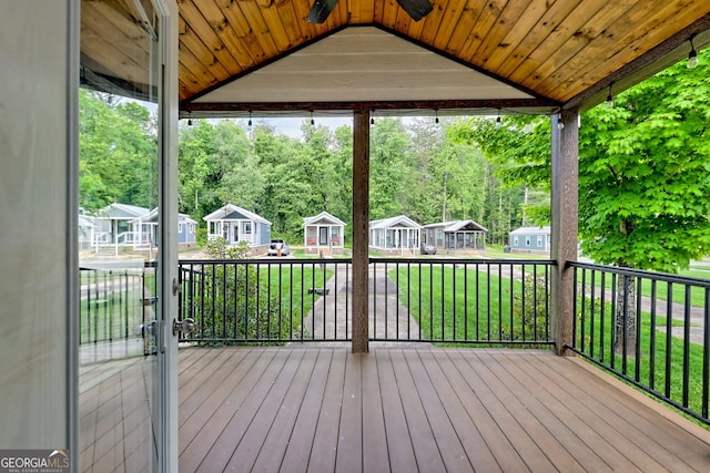 4960 Laurel Ldg, Clarkesville, GA 30523 - deck featuring a lawn, a residential view, and view of wooded area