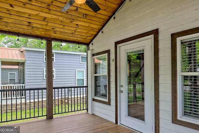4960 Laurel Ldg, Clarkesville, GA 30523 - unfurnished sunroom with lofted ceiling, ceiling fan, and healthy amount of natural light