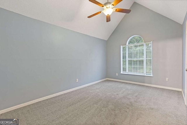 2907 Oakvale Falls Dr, Decatur, GA 30034 - carpeted spare room with ceiling fan, vaulted ceiling, and baseboards