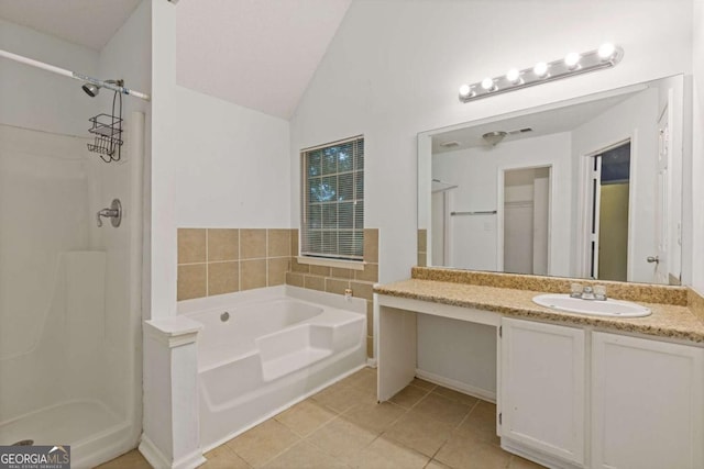 2907 Oakvale Falls Dr, Decatur, GA 30034 - full bathroom featuring lofted ceiling, a shower stall, a bath, and vanity
