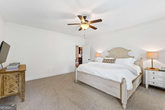 1050 Cobblestone Ln, Bogart, GA 30622 - carpeted bedroom featuring crown molding and ceiling fan