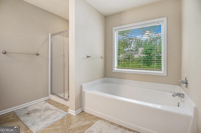 4889 Arbor View Pkwy NW, Acworth, GA 30101 - bathroom featuring a garden tub, a stall shower, and tile patterned floors