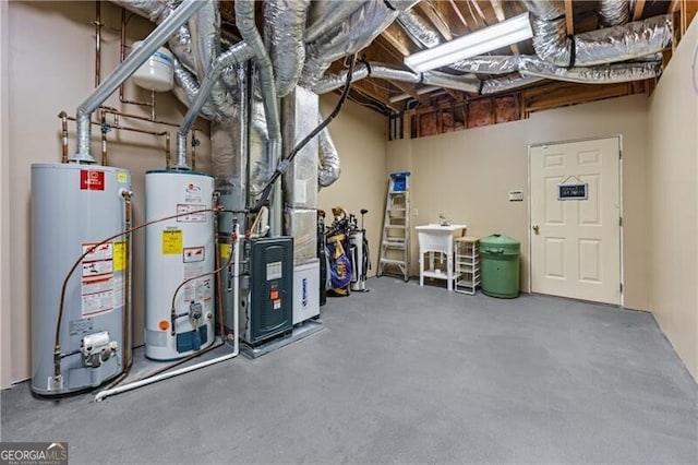 5945 W Andechs Smt, Johns Creek, GA 30097 - utility room with water heater and heating unit