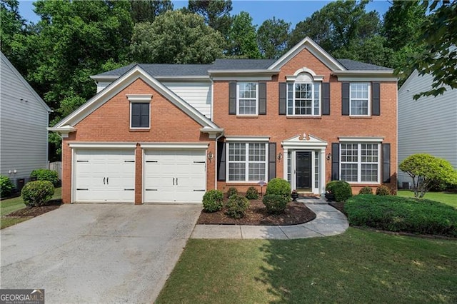 4321 Sugar Maple Chase NW, Acworth, GA 30101 - colonial inspired home featuring brick siding, concrete driveway, a front lawn, and a garage