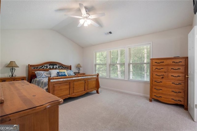 4321 Sugar Maple Chase NW, Acworth, GA 30101 - bedroom with lofted ceiling, light carpet, ceiling fan, and baseboards