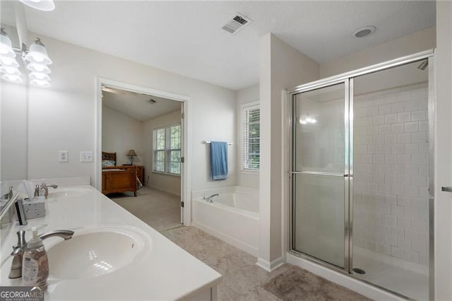 4321 Sugar Maple Chase NW, Acworth, GA 30101 - bathroom featuring double vanity, a shower stall, and a garden tub