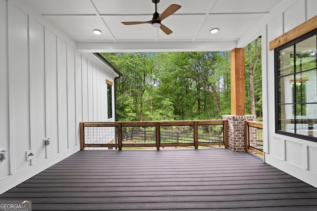 2595 Grassview Dr, Milton, GA 30004 - deck featuring a ceiling fan