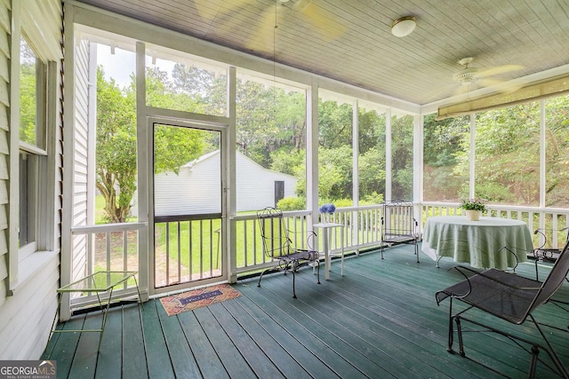 120 Newton St, Pooler, GA 31322 - unfurnished sunroom featuring a ceiling fan and healthy amount of natural light