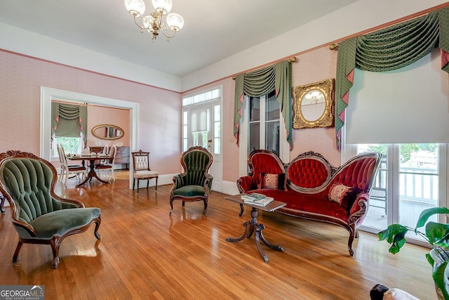 120 Newton St, Pooler, GA 31322 - sitting room with a chandelier and wood finished floors