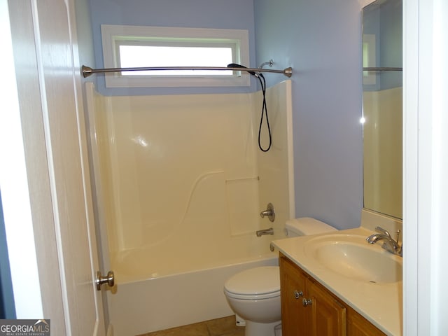 228 Laurel Landing Blvd, Kingsland, GA 31548 - bathroom featuring vanity, toilet, washtub / shower combination, and tile patterned floors
