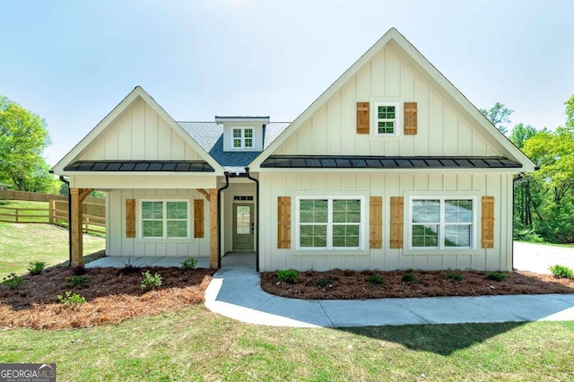 8370 Pleasant Grove Cir, Gainesville, GA 30506 - modern farmhouse with a standing seam roof, board and batten siding, and a metal roof