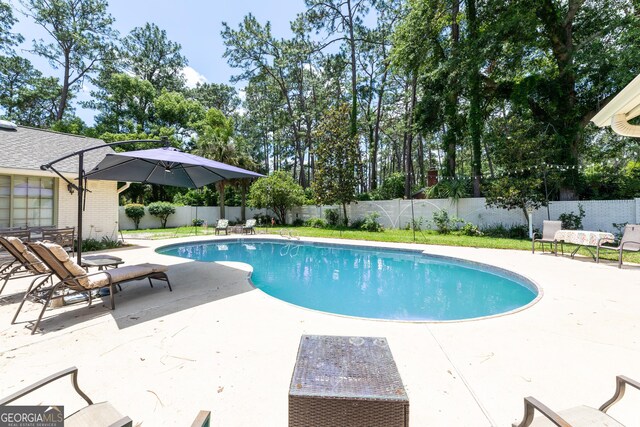 1701 City Blvd, Waycross, GA 31501 - view of swimming pool featuring a fenced backyard and a patio
