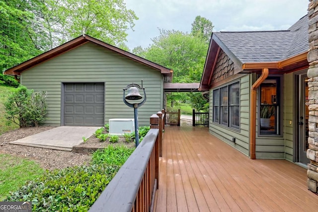 2877 Cynth Creek Rd, Hiawassee, GA 30546 - wooden deck with a detached garage