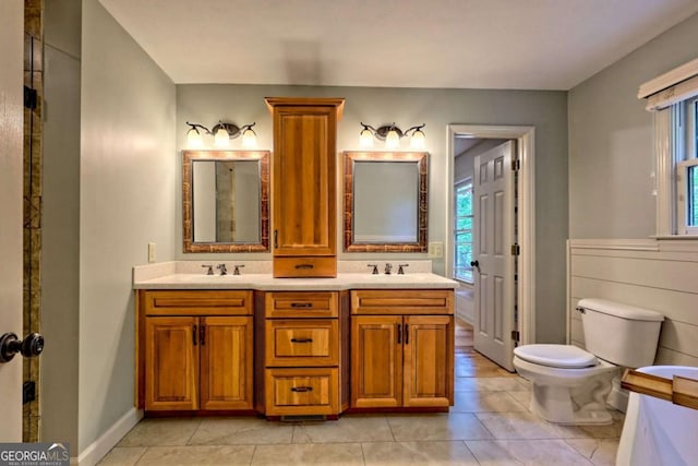 2877 Cynth Creek Rd, Hiawassee, GA 30546 - bathroom featuring toilet, tile patterned flooring, and double vanity
