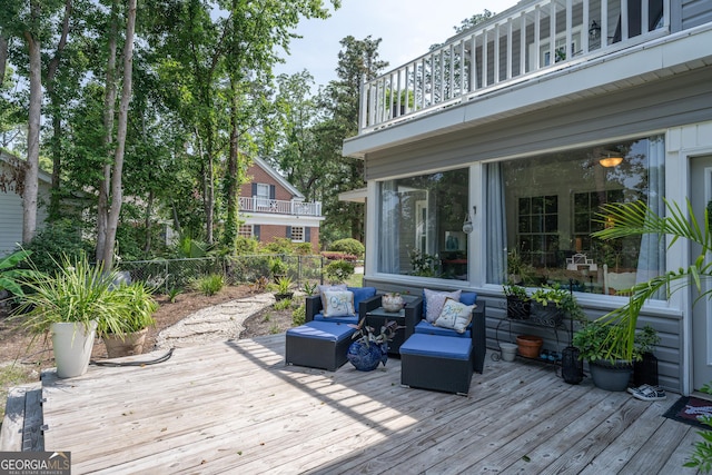 1101 Cherokee Dr, Waycross, GA 31501 - wooden deck featuring an outdoor hangout area