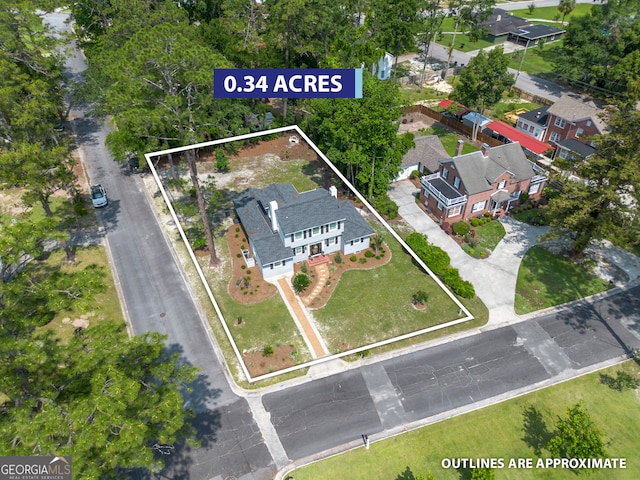 1101 Cherokee Dr, Waycross, GA 31501 - aerial overview of property's location featuring property parcel outlined and nearby suburban area
