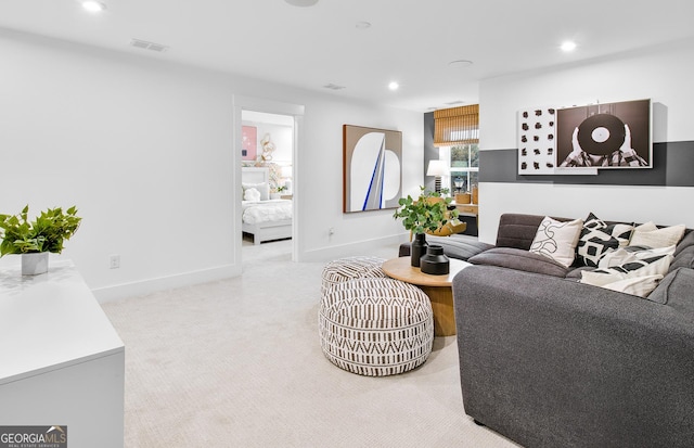 6402 Sycamore Dr, Hoschton, GA 30548 - living room featuring recessed lighting, baseboards, and light carpet