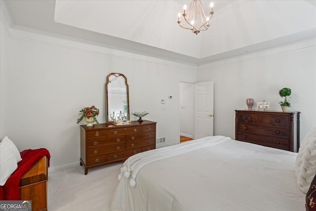 1444 Merrifield Ln, Marietta, GA 30062 - bedroom with light carpet, a chandelier, and ornamental molding