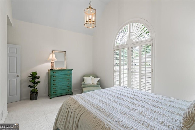 1444 Merrifield Ln, Marietta, GA 30062 - bedroom featuring carpet floors, a chandelier, and high vaulted ceiling
