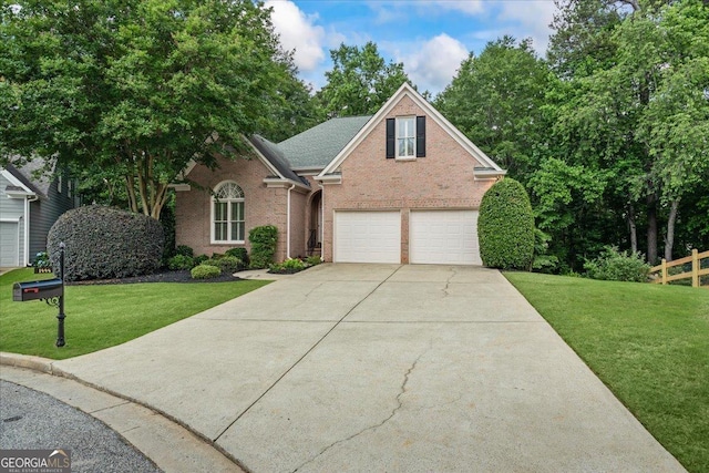 1444 Merrifield Ln, Marietta, GA 30062 - traditional-style home with concrete driveway, brick siding, an attached garage, and a front yard