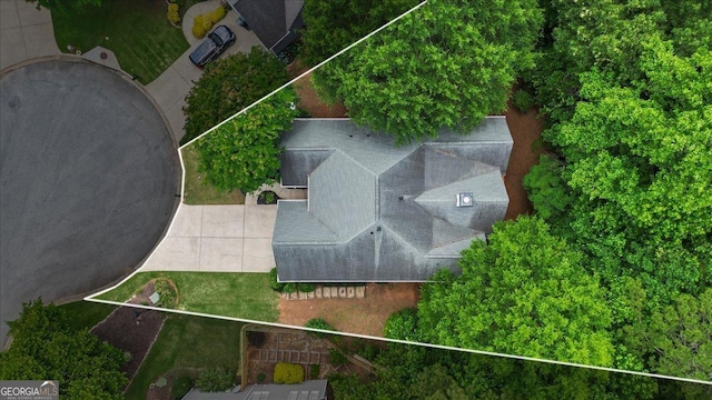 1444 Merrifield Ln, Marietta, GA 30062 - aerial view of property and surrounding area featuring property boundaries highlighted
