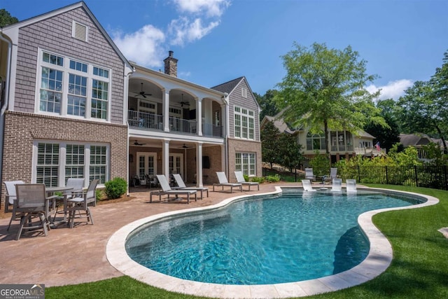 1230 Armor Pt, Greensboro, GA 30642 - view of swimming pool featuring a ceiling fan and a patio