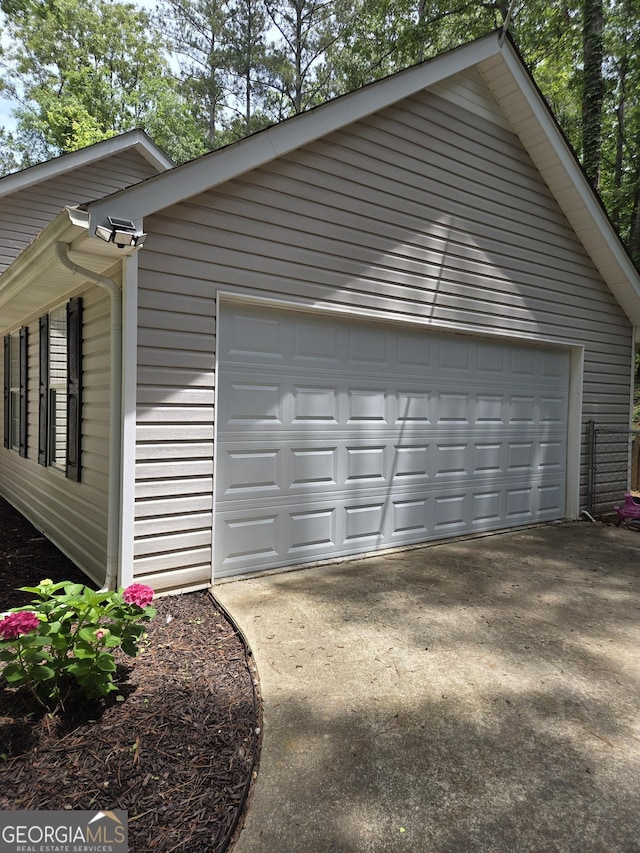 view of detached garage