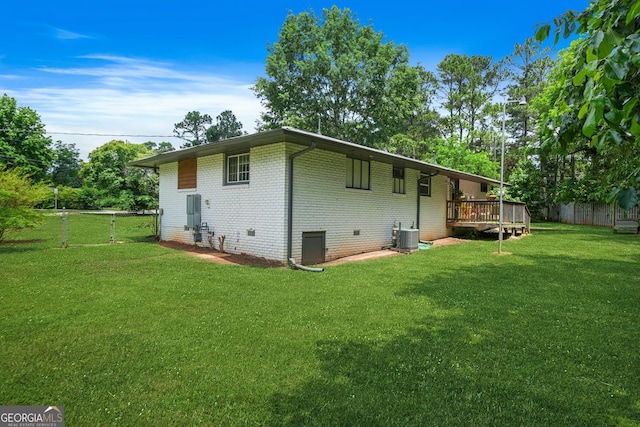 3839 Brookcrest Cir, Decatur, GA 30032 - rear view of house featuring a fenced backyard, brick siding, and a deck