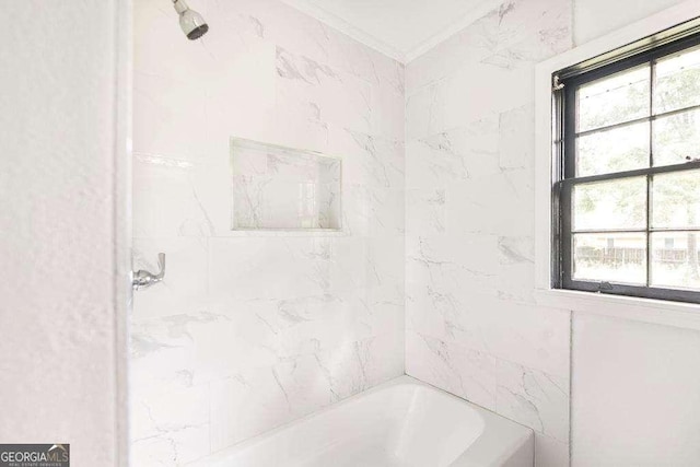 full bath with ornamental molding