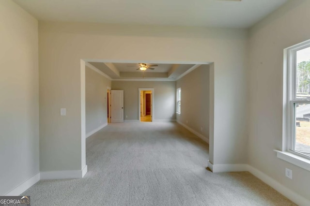 3354 Traditions Way, Jefferson, GA 30549 - spare room featuring carpet floors, a raised ceiling, baseboards, and ceiling fan