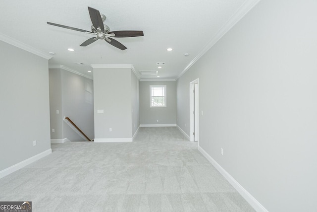 137 Amanda Trce, Kingsland, GA 31548 - empty room with recessed lighting, crown molding, light carpet, ceiling fan, and baseboards