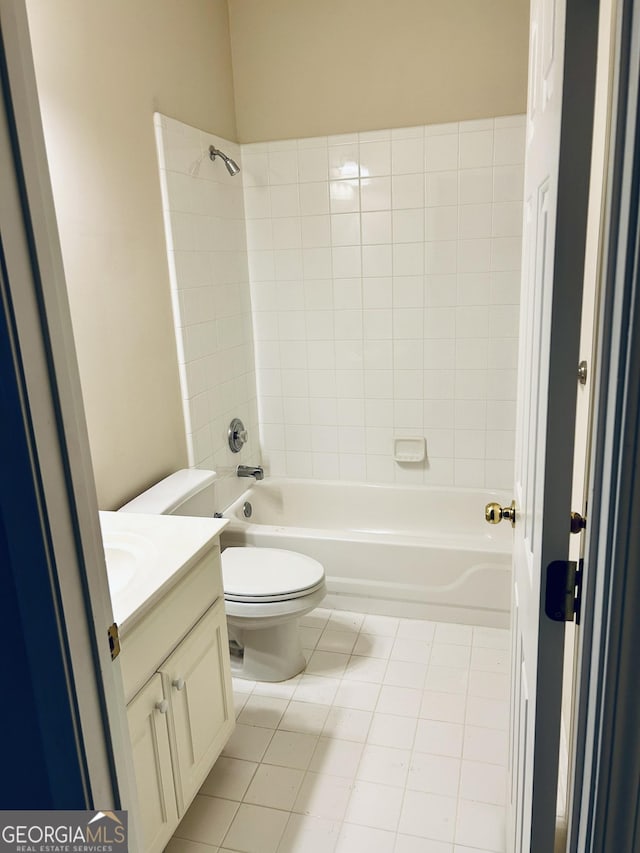 6605 New Ridge Ct, Cumming, GA 30041 - full bathroom featuring vanity, toilet,  shower combination, and tile patterned floors
