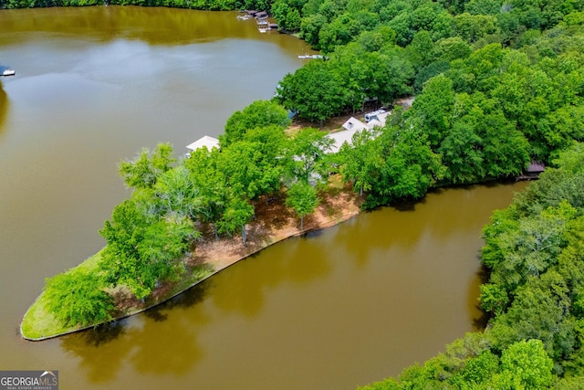 aerial view of a nearby body of water