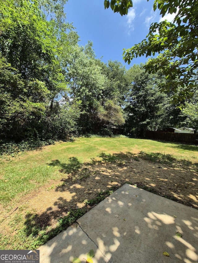 view of grassy yard with a patio