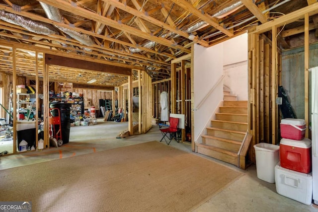 below grade area featuring stairs