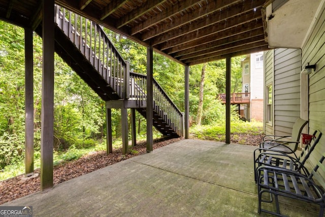 view of patio with stairway