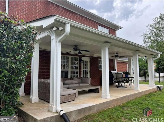 238 Covington Pl, Athens, GA 30606 - view of patio / terrace with a ceiling fan and an outdoor hangout area