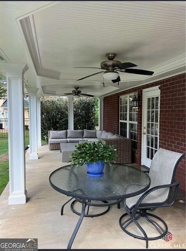 238 Covington Pl, Athens, GA 30606 - view of patio with a ceiling fan and an outdoor hangout area