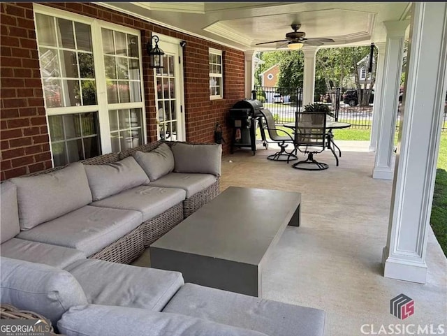 238 Covington Pl, Athens, GA 30606 - view of patio / terrace with outdoor lounge area, ceiling fan, and area for grilling